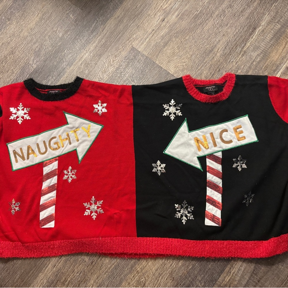 Red and Black Naughty or Nice Sweater - perfect for couples or duos for holidays